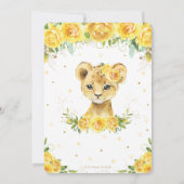 スイートライオンイエローフローラ金ゴールドガールベビーシャワー 招待状 (裏面)