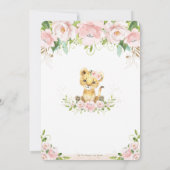 スイートライオンキューブ赤面ピンクフローラガールベビーシャワー 招待状 (裏面)