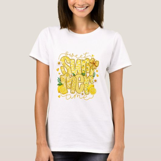 スイートライム サマー イエロー 水彩 レモン Tシャツ (正面)