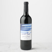 スイートラブネイビーブルーウォーター結婚カラー ワインラベル (正面)