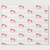 スイートラブリーロマンチック赤いハート ラッピングペーパー (フラット)