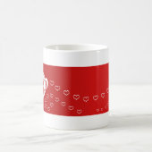 スイートラブロマンティックレッドホワイトハート コーヒーマグカップ (中央)