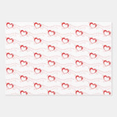 スイートラブロマンティックレッドホワイトハート ラッピングペーパーシート (正面2)