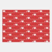 スイートラブロマンティックレッドホワイトハート ラッピングペーパーシート (正面)