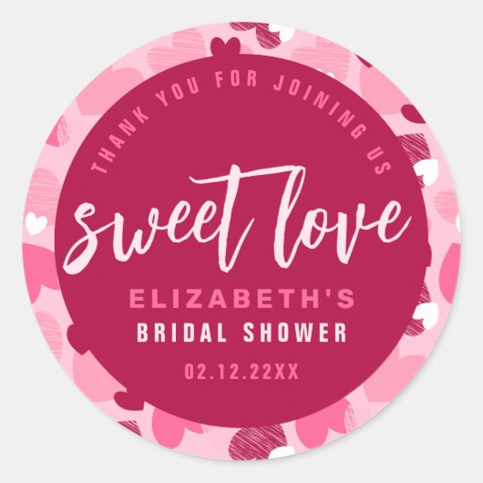 スイートラブ ハート柄 バレンタイン ブライダルシャワー ラウンドシール (正面)