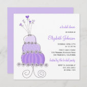 スイートラベンダーズ結婚ケーキブライダルシャワー招待状 招待状 (正面/裏面)