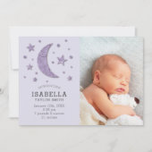スイートラベンダームーンスターズベビーフォト誕生 案内状 (正面)