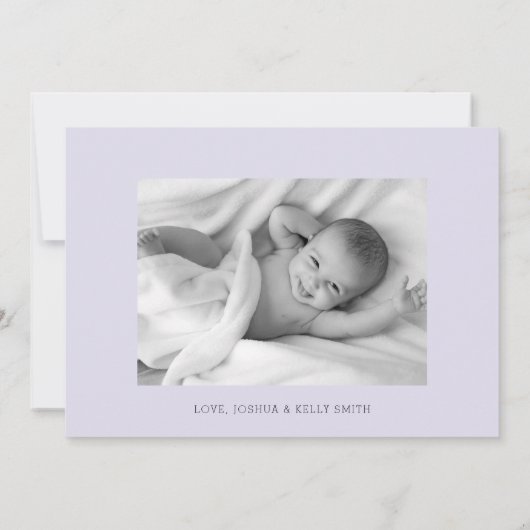 スイートラベンダームーンスターズベビーフォト誕生 案内状 (裏面)