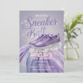 スイートラベンダー誕生日スニーカーボールパーティー 招待状 (スタンド正面)