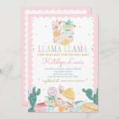 スイートラマパステルベビーシャワー招待状サボテン 招待状 (正面/裏面)