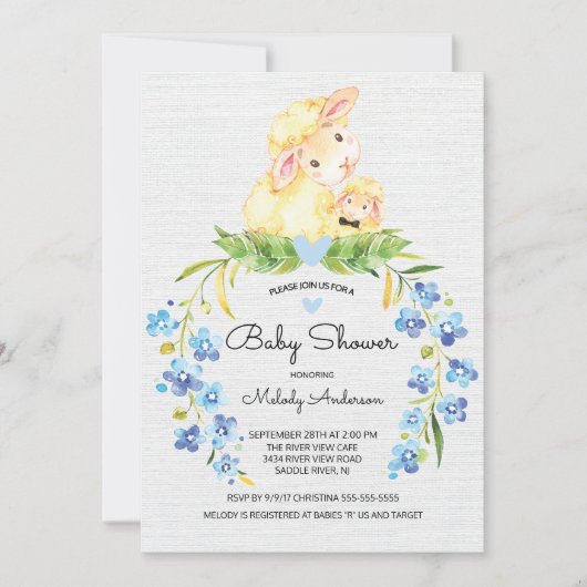 スイートラムボーイズベビーシャワー招待状 招待状 (正面)