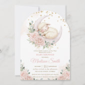 スイートラムムーンピンク赤面フローラベビーシャワーアーチ 招待状 (正面)