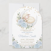 スイートラムムーンブルーフローラボーイベビーシャワーアーチ 招待状 (正面)