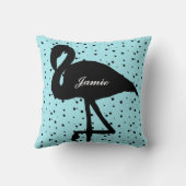 スイートランダムドットフラミンゴティール（緑がかった色）アクア クッション (裏面)