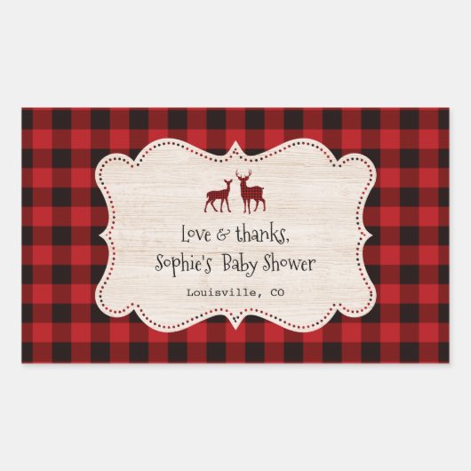 スイートランバージャックリトルハンターベビーシャワー 長方形シール (正面)