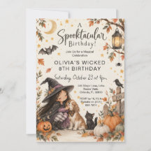 スイートリトルウィッチハロウィン水彩バースデー