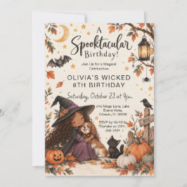 スイートリトルウィッチハロウィン水彩バースデー 招待状