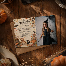 スイートリトルウィッチハロウィン水彩写真 招待状
