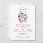 スイートリトルカップケーキパステルピンクガールベビーシャワー 招待状 (正面)