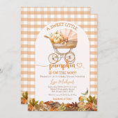 スイートリトルカボチャベビーキャリッジベビーシャワー 招待状 (正面/裏面)