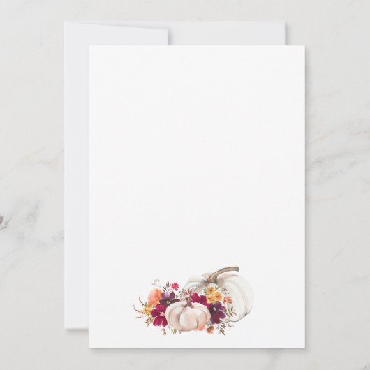 スイートリトルカボチャ秋フローラベビーシャワー 招待状 (裏面)