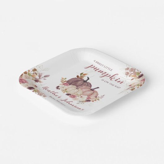 スイートリトルカボチャ秋ベビーシャワー招待状 ペーパープレート (傾斜あり)