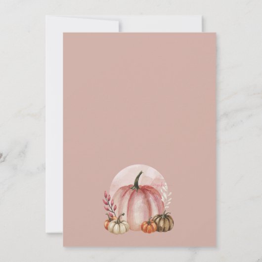 スイートリトルカボチャ秋秋ピンクベビーシャワー 招待状 (裏面)