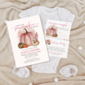 スイートリトルカボチャ秋秋ピンクベビーシャワー 招待状