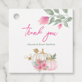 スイートリトルカボチャ赤面ピンク金ゴールドホワイトフローラ フェイバータグ