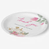 スイートリトルカボチャ赤面ピンク金ゴールドホワイトフローラ ペーパープレート (アングル)