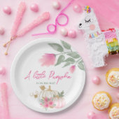 スイートリトルカボチャ赤面ピンク金ゴールドホワイトフローラ ペーパープレート (パーティー)