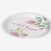 スイートリトルカボチャ赤面ピンク金ゴールドホワイトフローラ ペーパープレート (アングル)