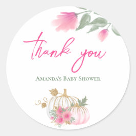 スイートリトルカボチャ赤面ピンク金ゴールドホワイトフローラ ラウンドシール