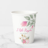 スイートリトルカボチャ赤面ピンク金ゴールドホワイトフローラ 紙コップ (裏面)