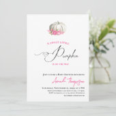 スイートリトルカボチャ金ゴールドピンクベビーシャワー 招待状 (スタンド正面)