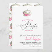 スイートリトルカボチャ金ゴールドピンクベビーシャワー 招待状 (正面/裏面)