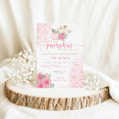 スイートリトルカボチャ、ピンクの金ゴールド秋ベビーシャワー 招待状