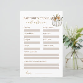 スイートリトルカンプキンベビーシャワーアドバイスカード