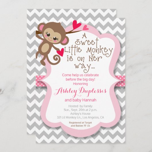 スイートリトルサルガールベビーシャワー招待状 招待状 (正面/裏面)