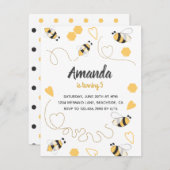 スイートリトルハニービーバースデーパーティーの招待 招待状 (正面/裏面)