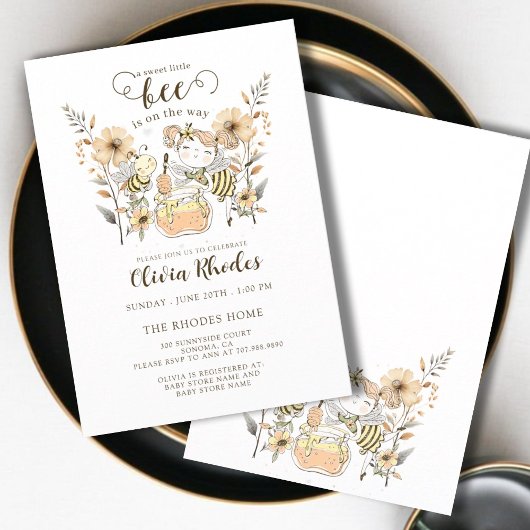 スイートリトルビーガールベビーシャワー 招待状