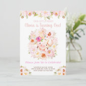 スイートリトルピギー豚ガール誕生日招待状。 招待状 (スタンド正面)