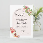 スイートリトルピーチガールズベビーシャワーアーチエレガント 招待状 (スタンド正面)