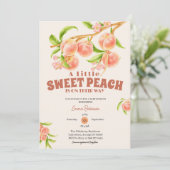 スイートリトルピーチガールベビーシャワーカスタム 招待状 (スタンド正面)