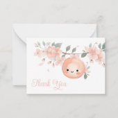 スイートリトルピーチガールベビーシャワーサンキューカード ノートカード (正面)