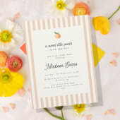 スイートリトルピーチベビーシャワー招待状ストライプ付き 招待状