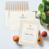 スイートリトルピーチベビーシャワー招待状ストライプ付き 招待状