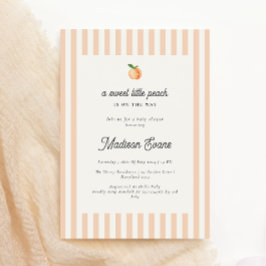 スイートリトルピーチベビーシャワー招待状ストライプ付き 招待状
