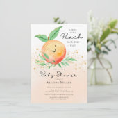 スイートリトルピーチベビーシャワー招待状 招待状 (スタンド正面)