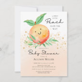 スイートリトルピーチベビーシャワー招待状 招待状 (正面)
